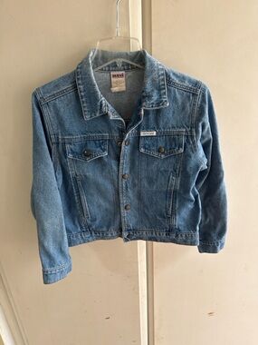 Vintage GUESS USA Cropped Denim Jacket Size M / Classic 90s Blue Jean Trucker